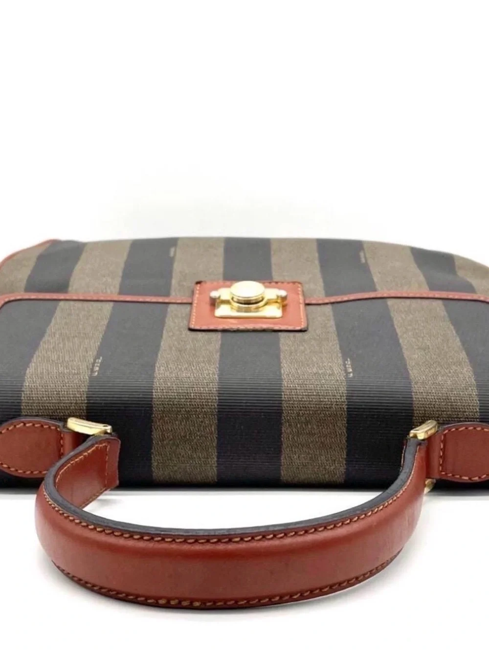 Authentic Fendi Striped Top-Handle Satchel Bag Excellent Condition